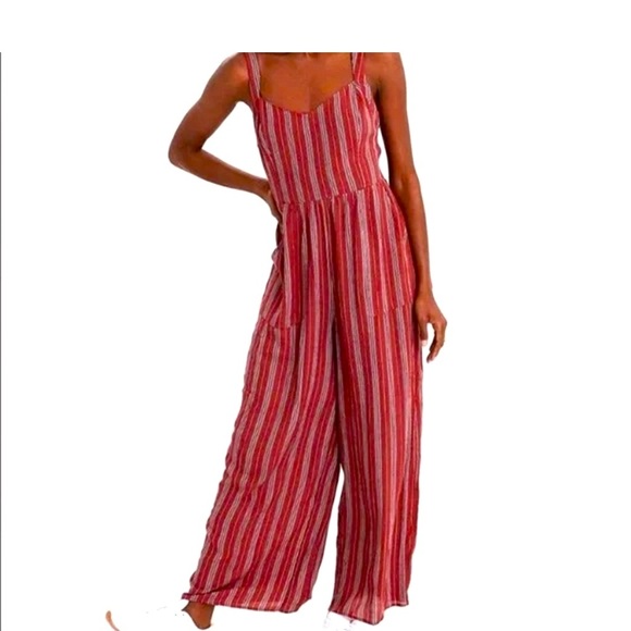 American Eagle Burnt Orange Wide Legged Cropped Sleeveless Jumpsuit W/Pocket M - Picture 1 of 11